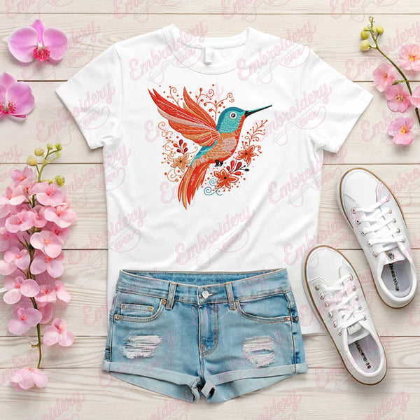 Flying Humming Bird Embroidery Design