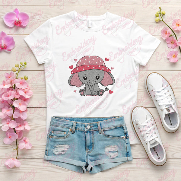 Cute Baby Elephant Embroidery Design