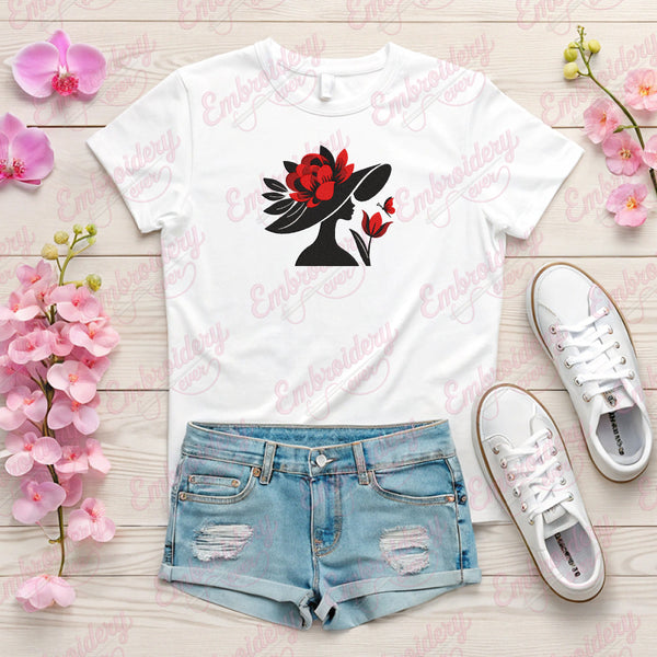 Floral Girl Face Embroidery Design