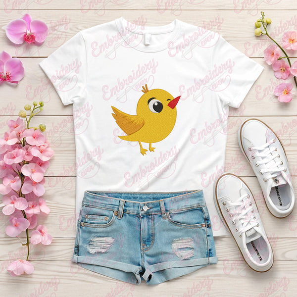 Cute Yellow Bird Embroidery Design