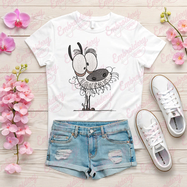 Funny Crazy Dog Embroidery Design