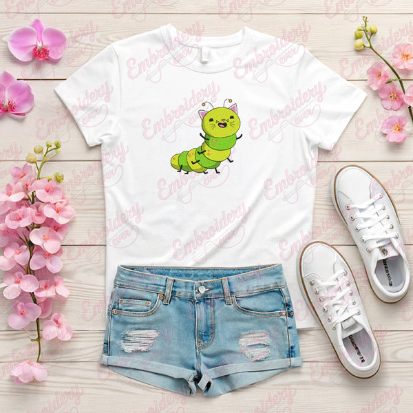 Cat-Erpillar Funny Caterpillar Cat Embroidery Design