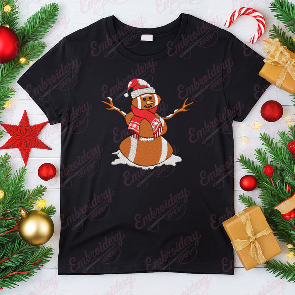American Football Snowman Christmas Embroidery Design