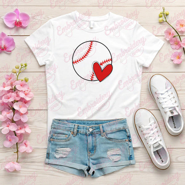 Baseball Heart Embroidery Design