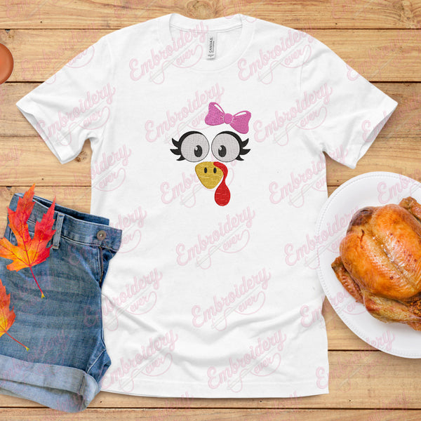 Turkey Face Embroidery Design for Thanksgiving