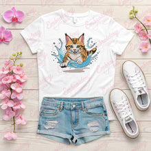 Playful Cute Cat In Water Embroidery Design