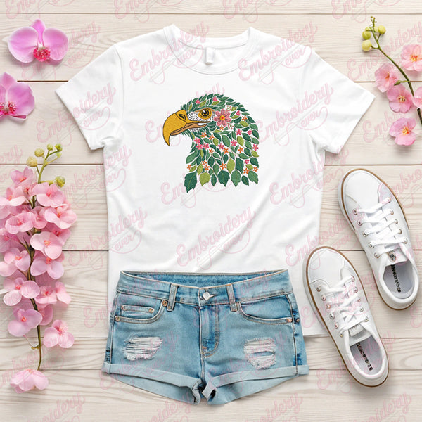 Beautiful Floral Eagle Head Embroidery Design