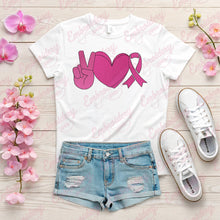 Peace Love Care Breast Cancer Embroidery Design