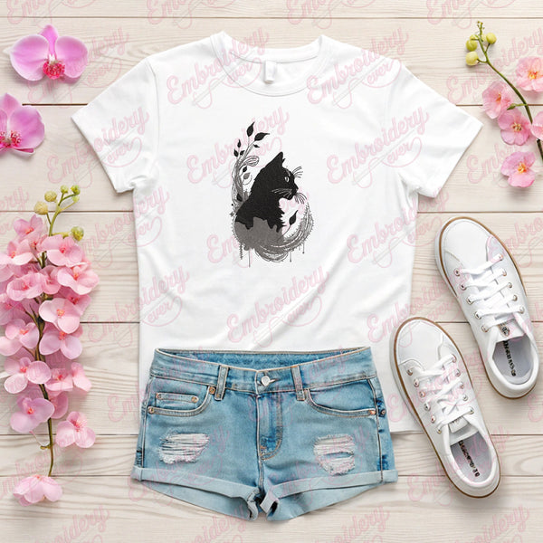 Cat Drawing Step By Step Embroidery Design