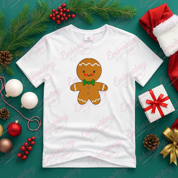 Merry Christmas Gingerbread Cookie Embroidery Design