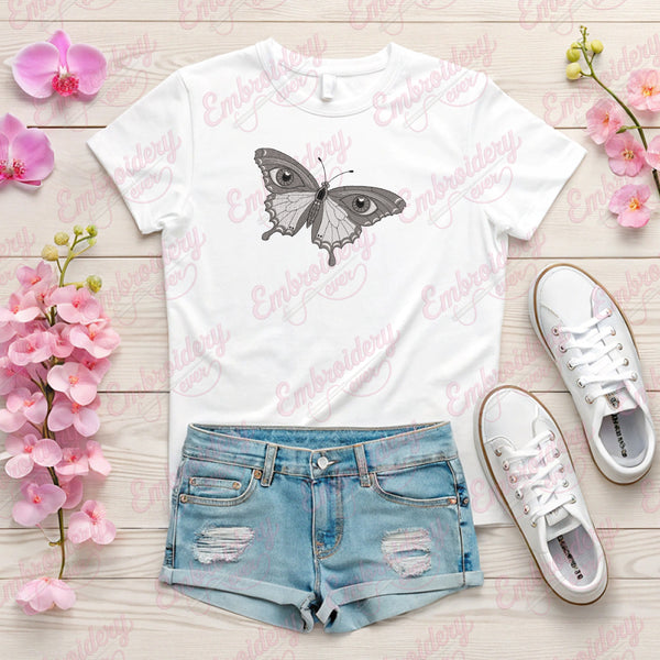 Moth With Eye Embroidery Design