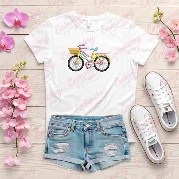 Colorful Bicycle Embroidery Design