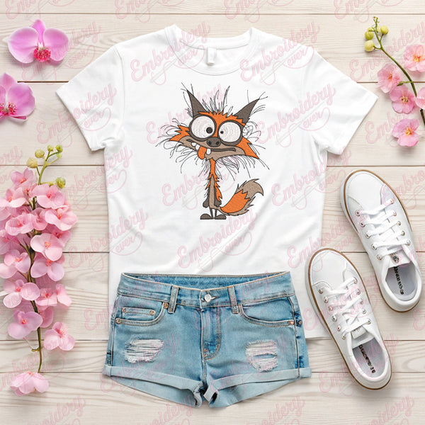 Crazy Fox Embroidery Design