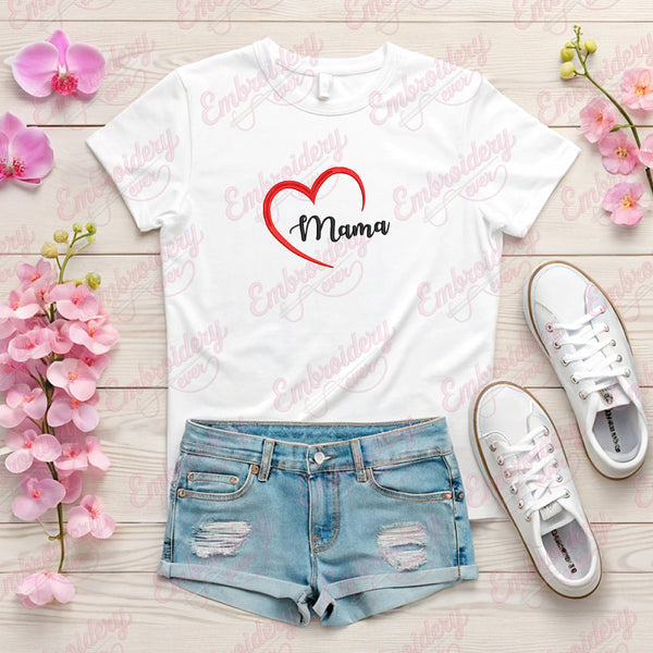 Mama Heart Embroidery Design