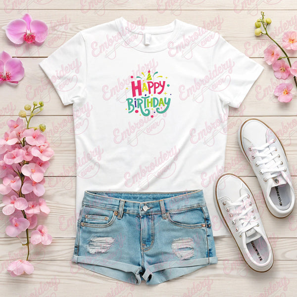 Happy Birthday Embroidery Design