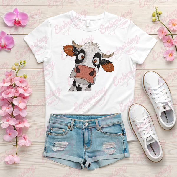 Funny Cattle Cow Embroidery Design