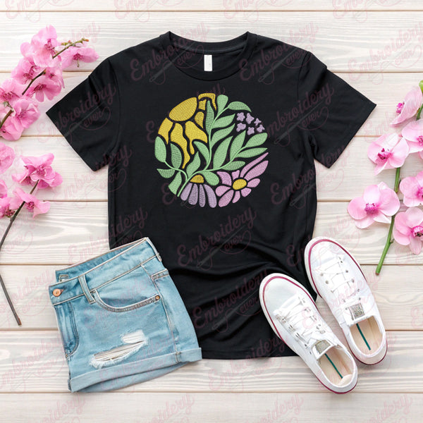 Artistic Abstract Floral Machine Embroidery Design