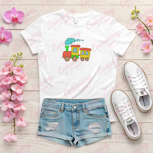 Toy Train Embroidery Design For Kids