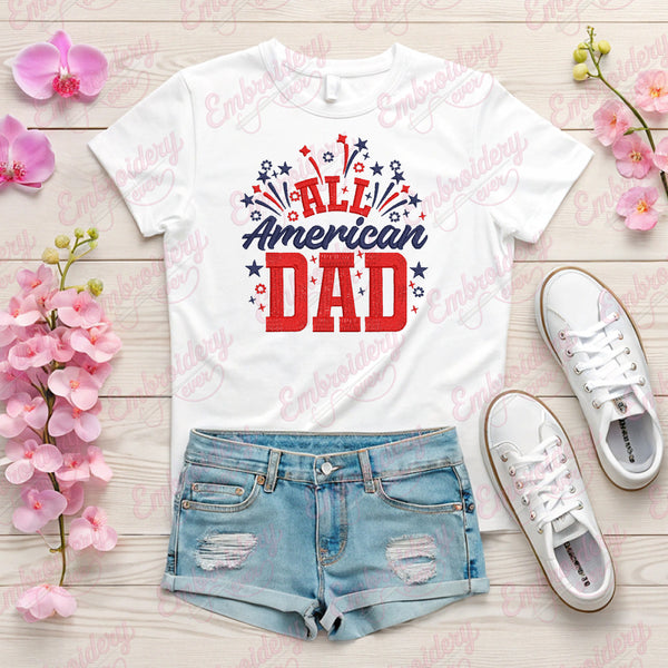 All American Dad Embroidery Design