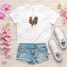 Colorful Floral Rooster Embroidery Design