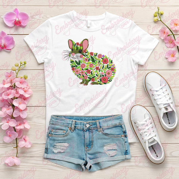 Tropical Leaves And Flowers Chinchilla Embroidery Design