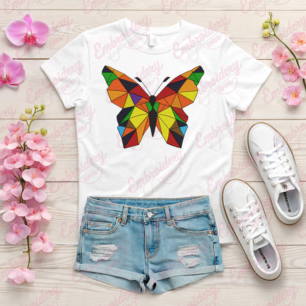 Geometric Butterfly Embroidery Design