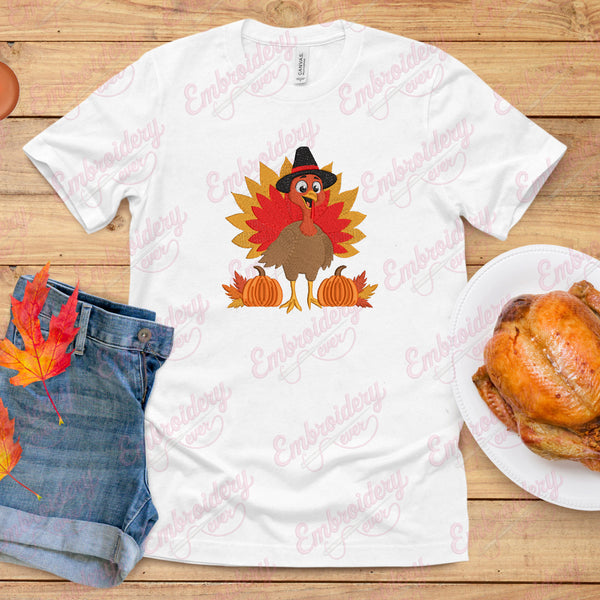 Happy Thanksgiving Turkey Embroidery Design