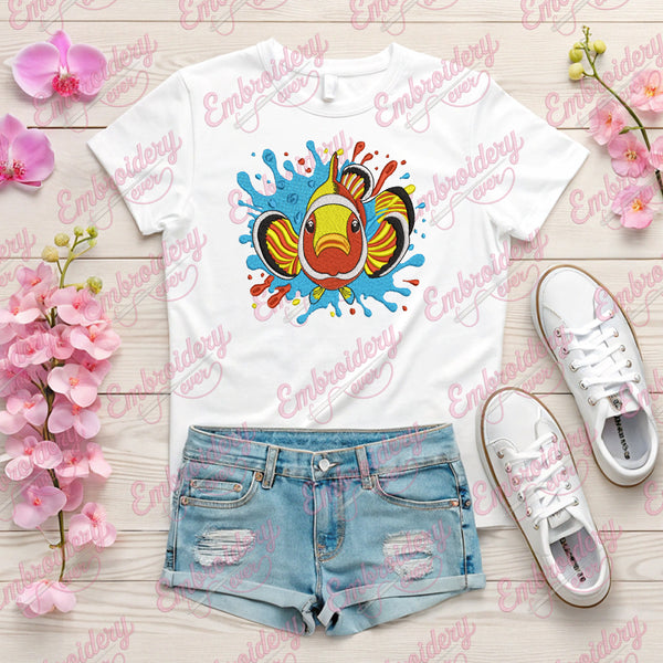 Swimming Clownfish Underwater Embroidery Design