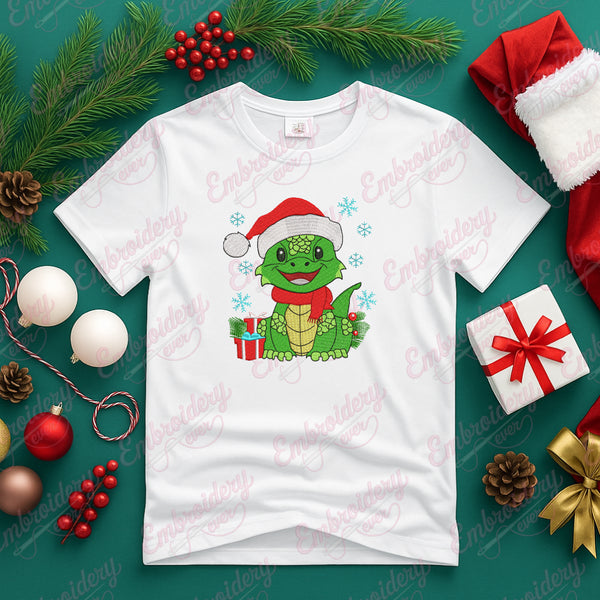 Christmas Dinosaur Delight Embroidery Design