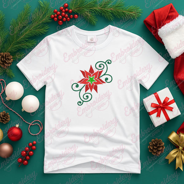 Decorative Christmas Flower Embroidery Design