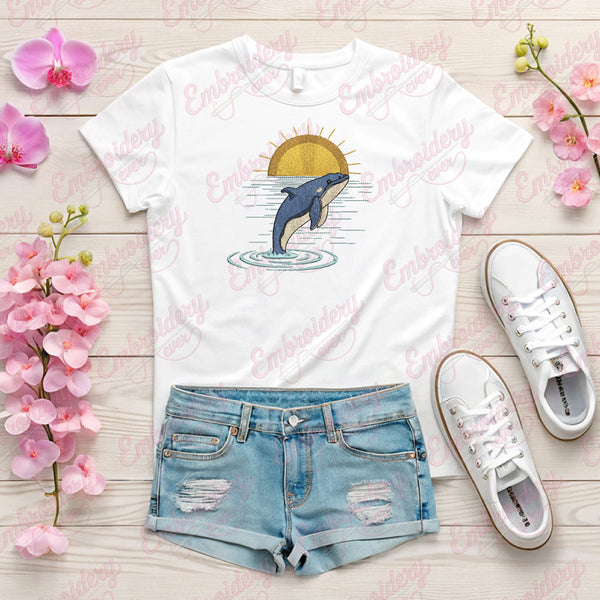 Dolphin Splash Machine Embroidery Design
