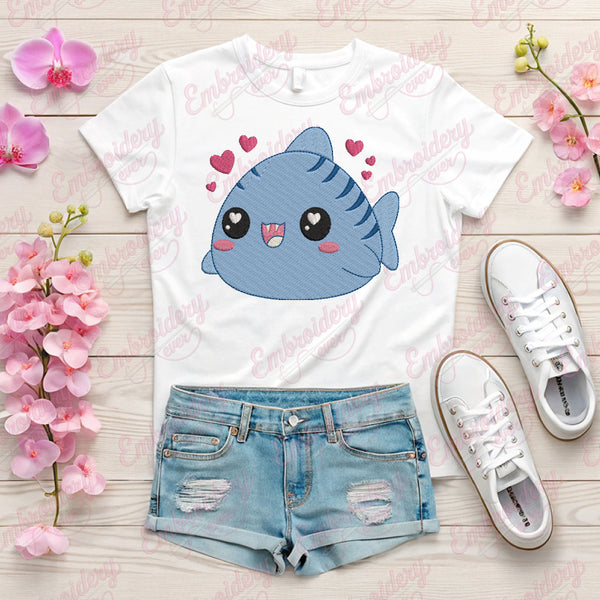 Cute Baby Shark Embroidery Design