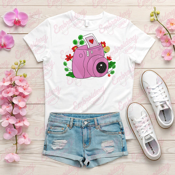 Pink Camera Embroidery Design
