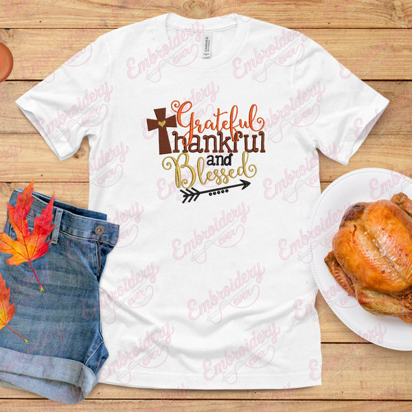 Grateful Thankful And Blessed Embroidery Design