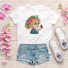 Cute Girl With Butterfly Embroidery Design