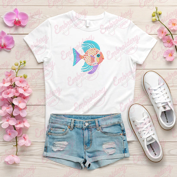 Cute Fish Applique Machine Embroidery Design