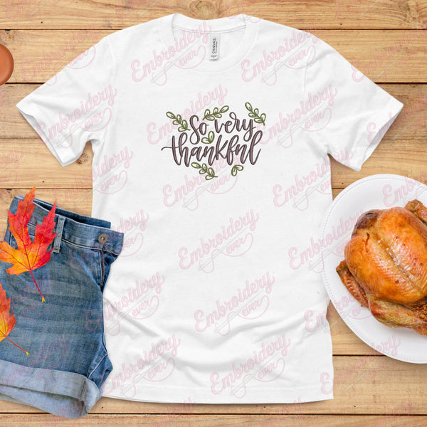So Very Thankful Thanksgiving Embroidery Design