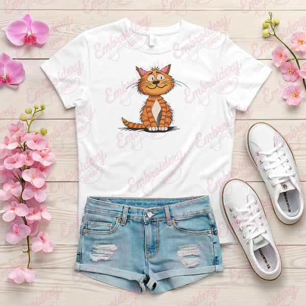 Cat's Curious Gaze Embroidery Design