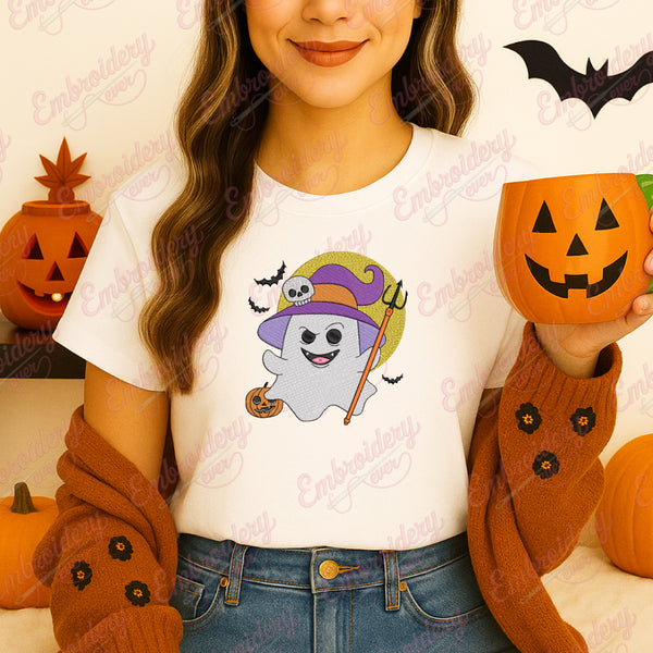 Halloween Happy Ghost Embroidery Design