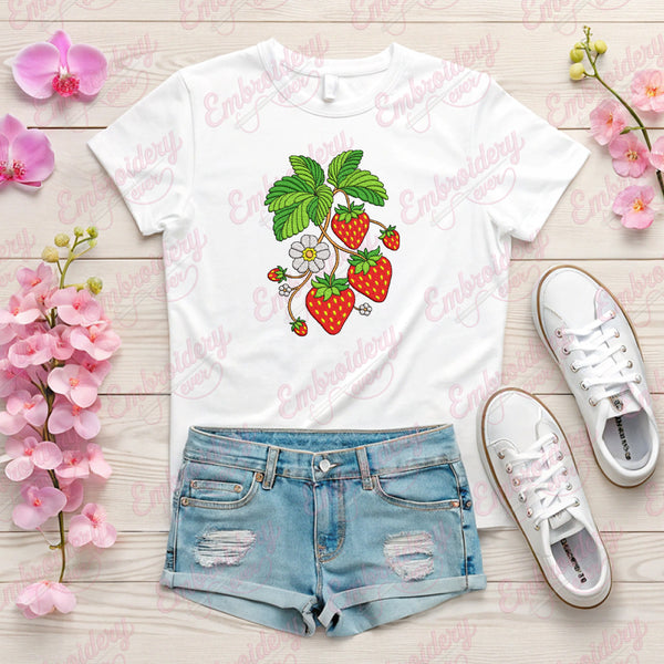Strawberries Embroidery Design