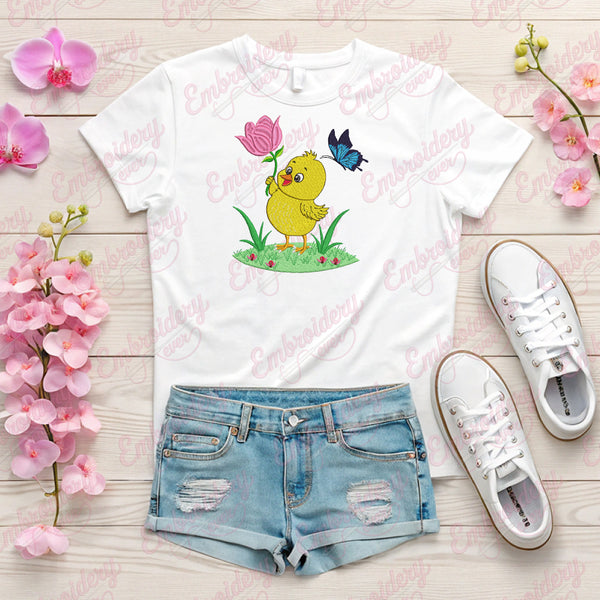 Baby Sweet Spring Chick Embroidered Design