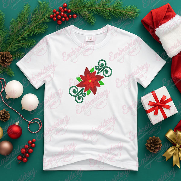 Elegant Christmas Flower Embroidery Design