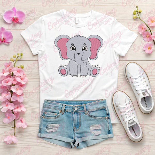 Baby Elephant Embroidery Design