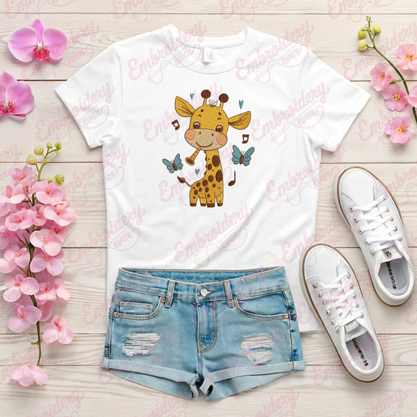 Cute Baby Giraffe Machine Embroidery Design