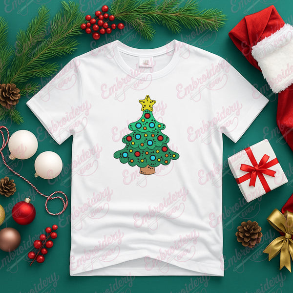 Festive Christmas Tree Embroidery Design
