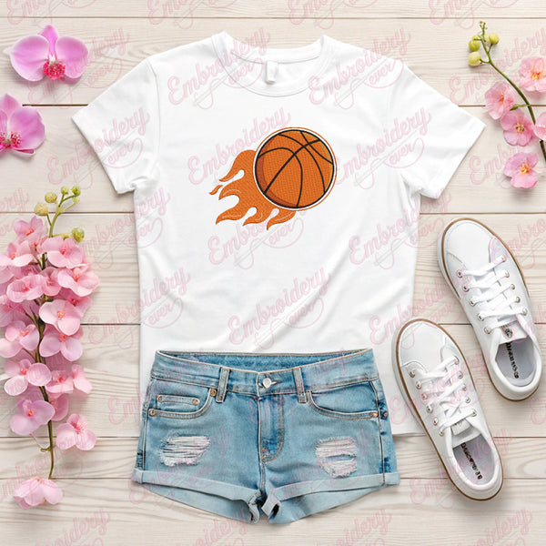 Basketball Flames Embroidery Design