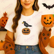 Crow On Halloween Pumpkin Embroidery Design