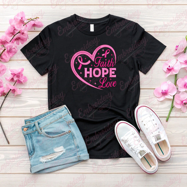 Breast Cancer Faith Hope Love Embroidery Design