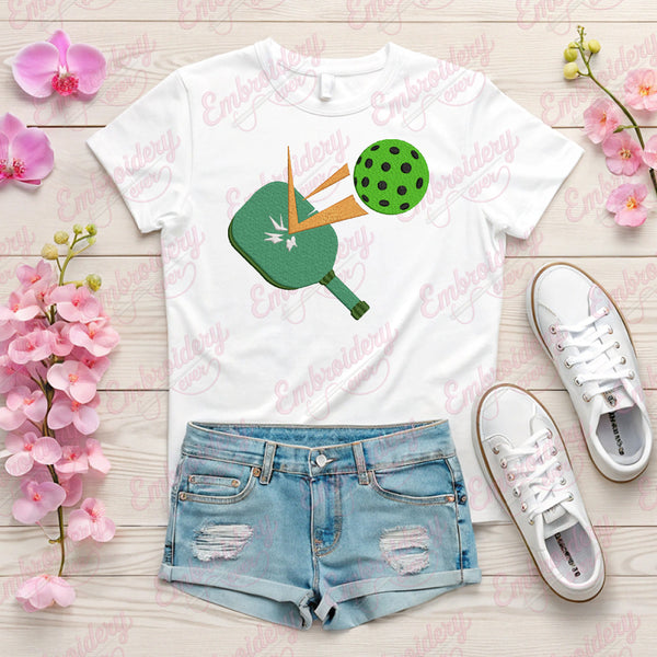 Pickleball And Paddle Embroidery Design