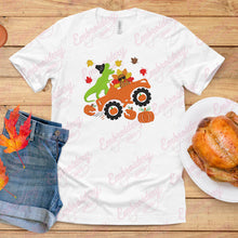 Dino & Turkey's Fall Ride Monster Truck Thanksgiving Embroidery Design